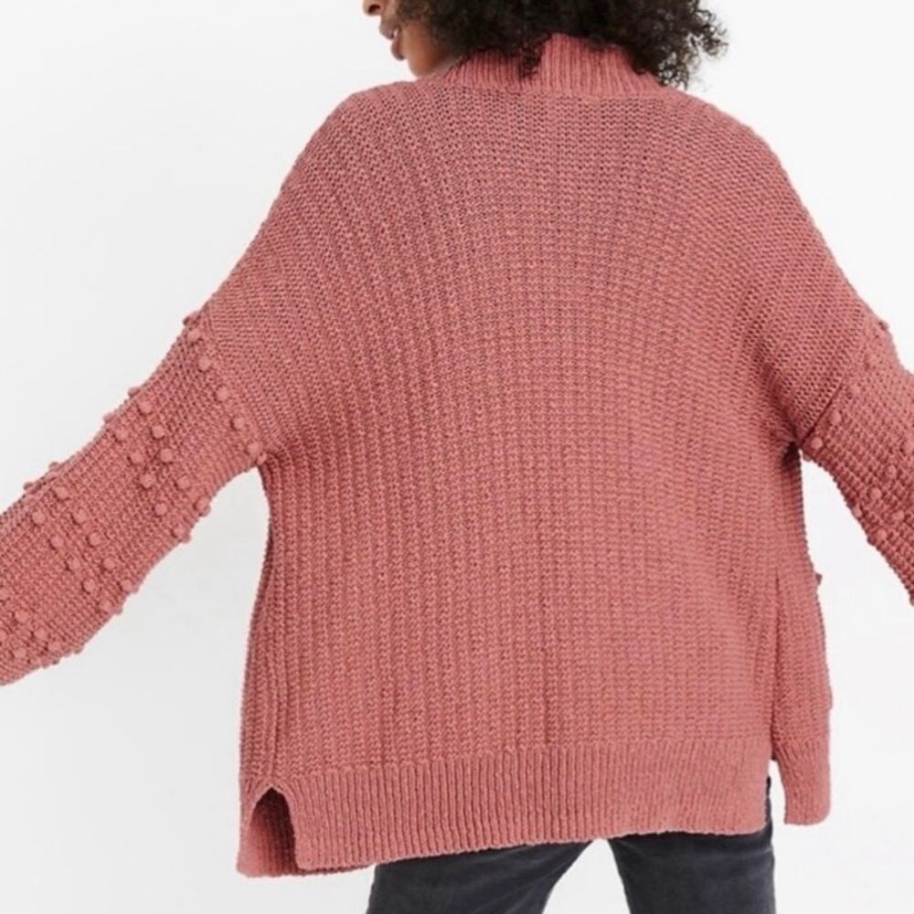 MADEWELL Women's M Bauble Pom Pom Cotton Knit Cardigan Sweater Dusty Rose Boho - Picture 15 of 16